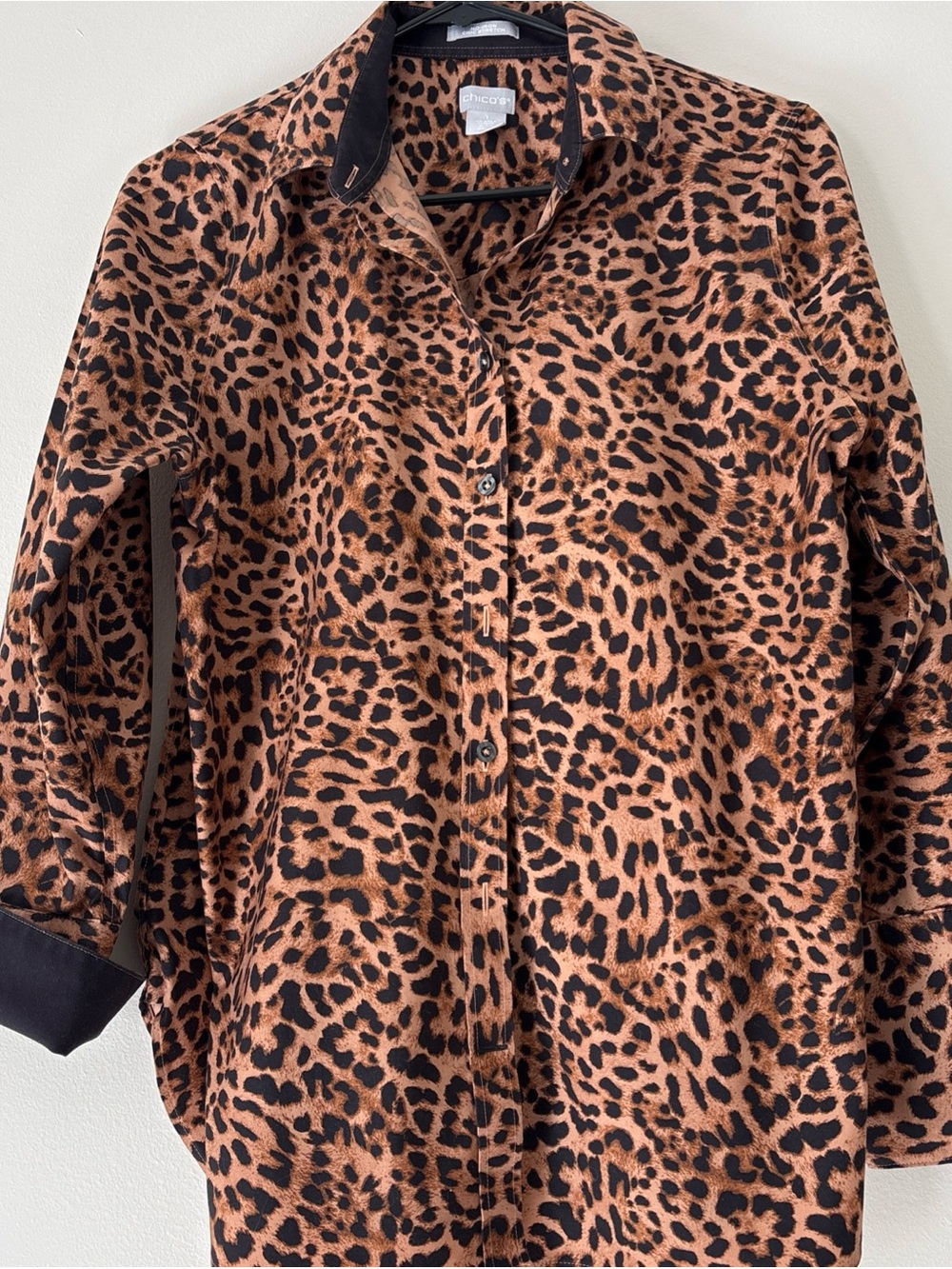Chico's Leopard Print Button-Down Shirt - Brown & Black